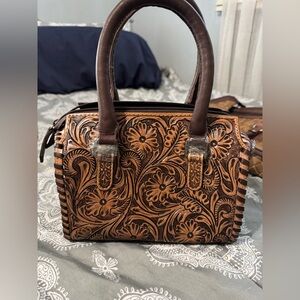 Western tooled leather speedy purse